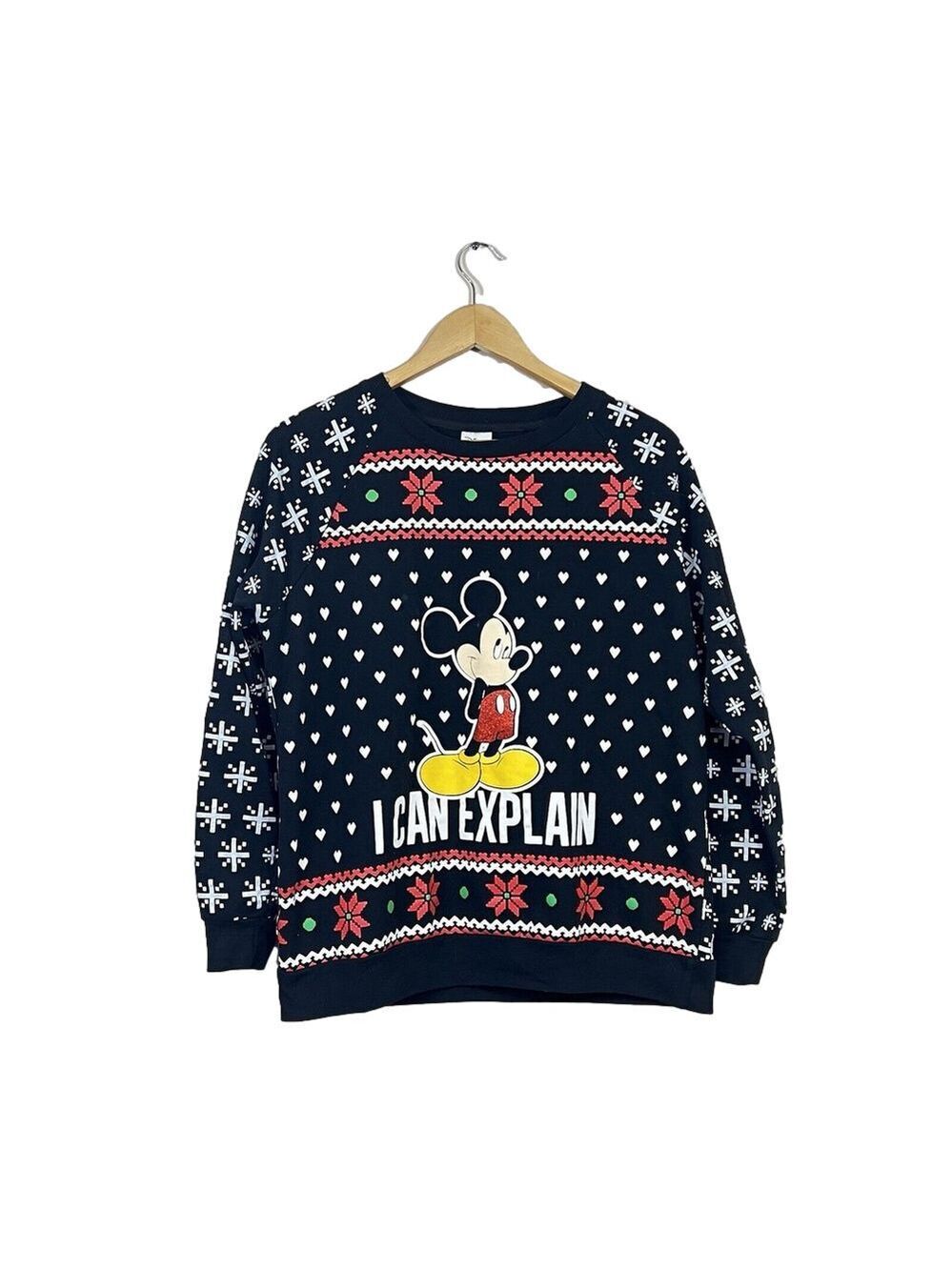 Disney Mickey Mouse I CAN EXPLAIN Long Sleeve Sweater Juniors Large (11-13)